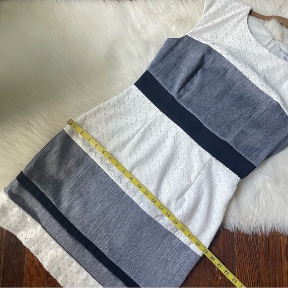 Textured Striped Sheath Dress Sleeveless by Sandra Darren Size 8 - Picture 2 of 9